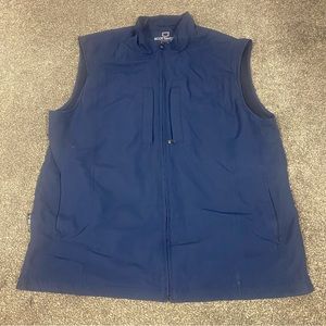 ScotteVest RFID Travel Vest Mens Large L Blue Full Zip Tech Utility 26 Pockets